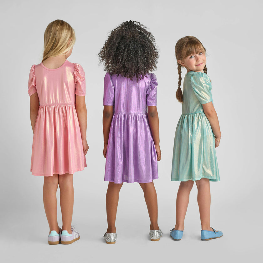 Girls Lame Laurie Dress - Ice Blue