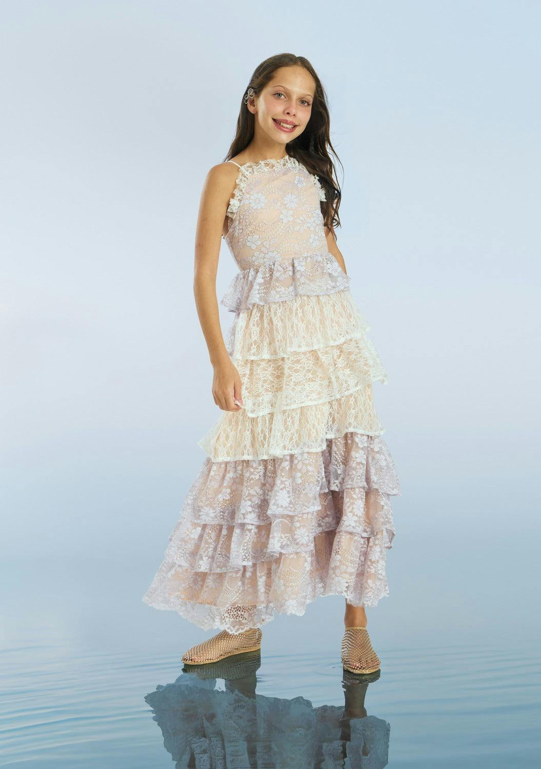 Tanya Lace Frill Maxi Dress