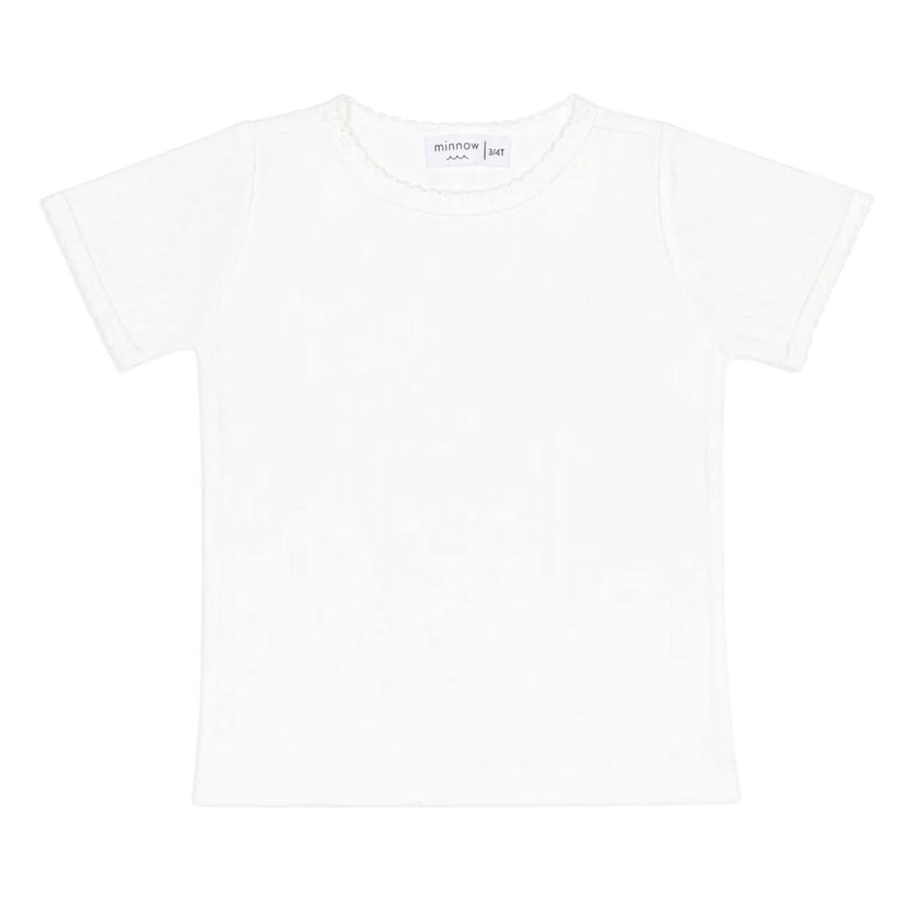 girls shell white pointelle shirt
