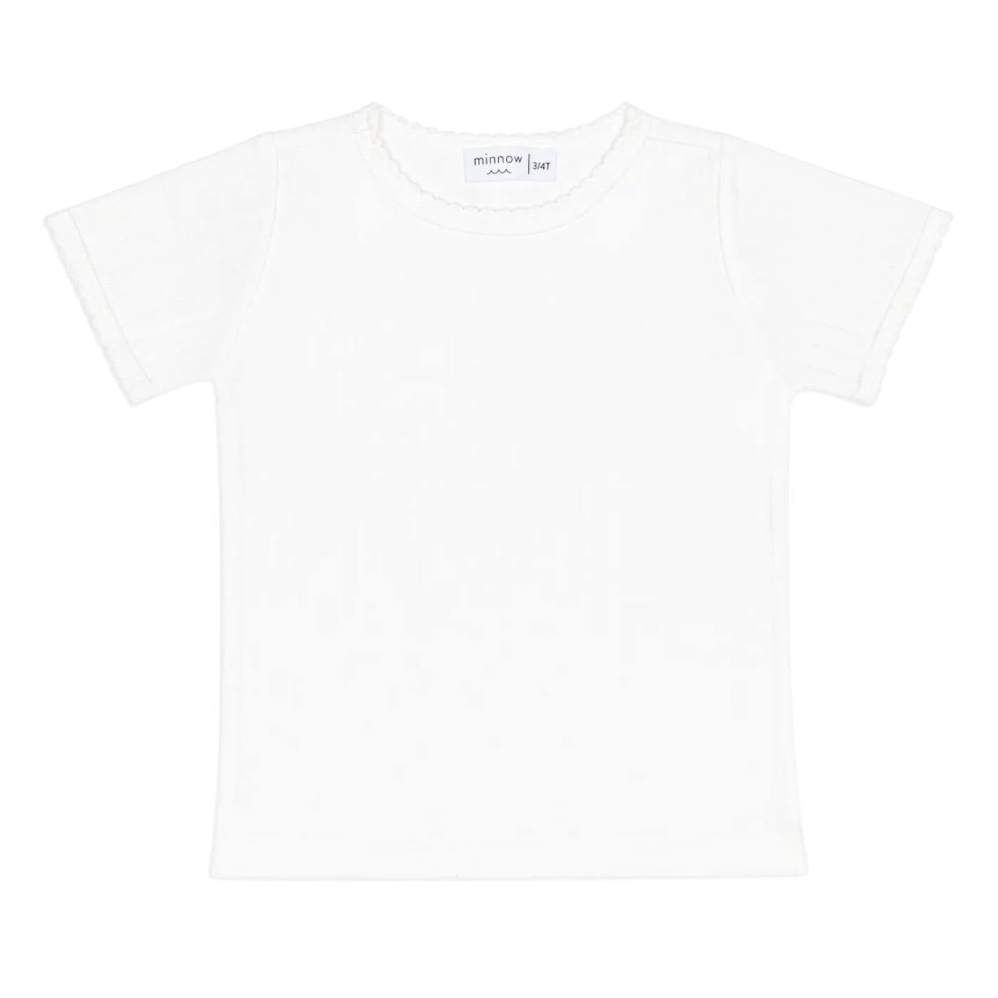 girls shell white pointelle shirt
