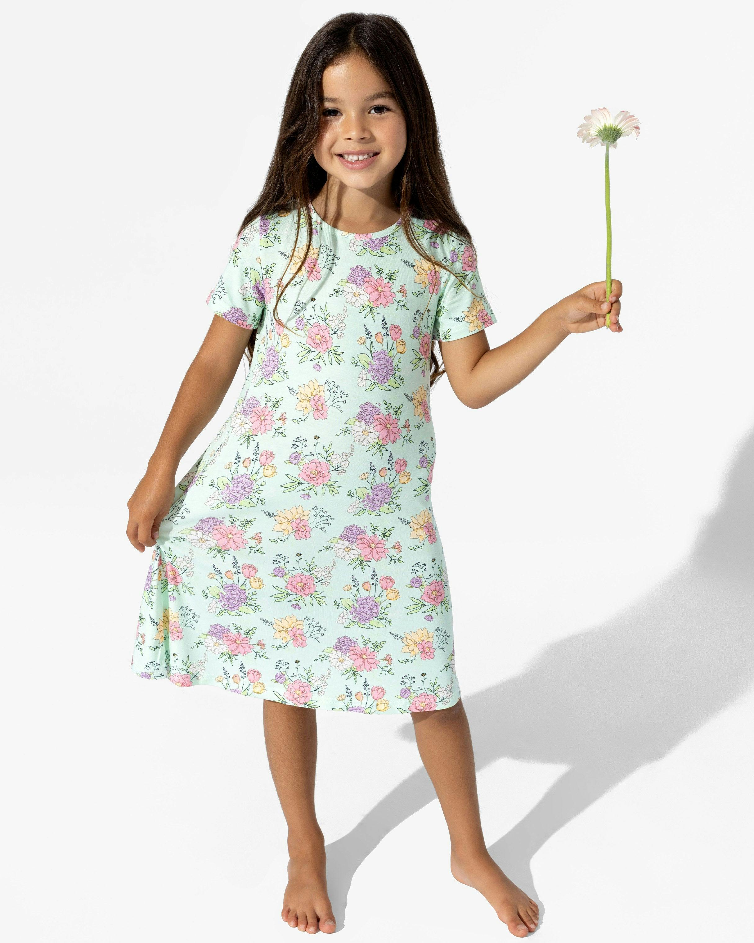 Petals & Posies Bamboo Girls' Short Sleeve Dress