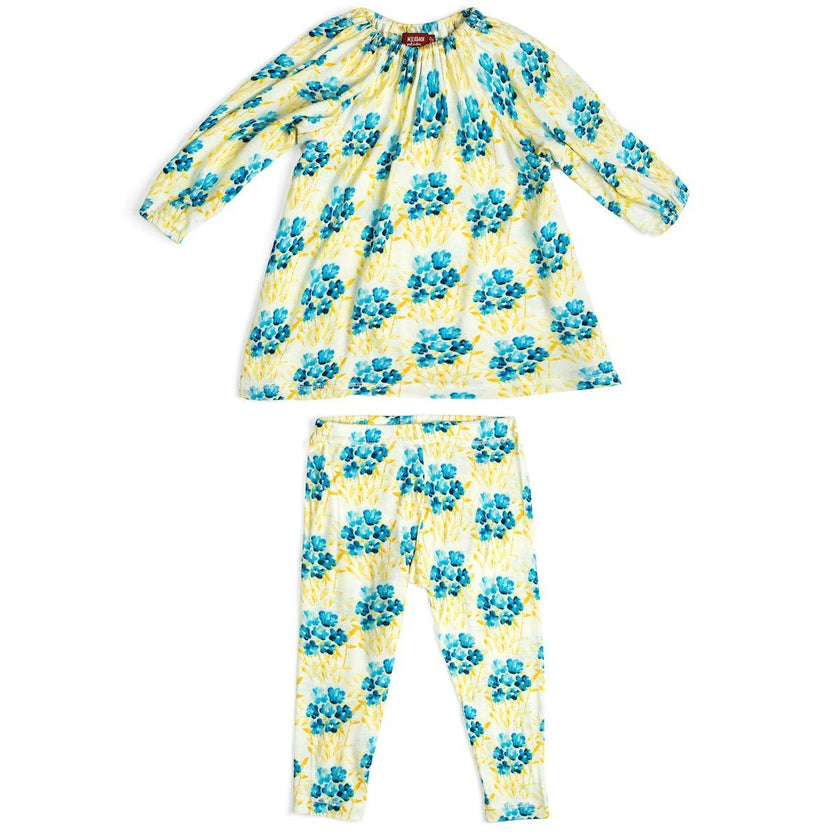 Sky Floral Bamboo Dress & Legging Set