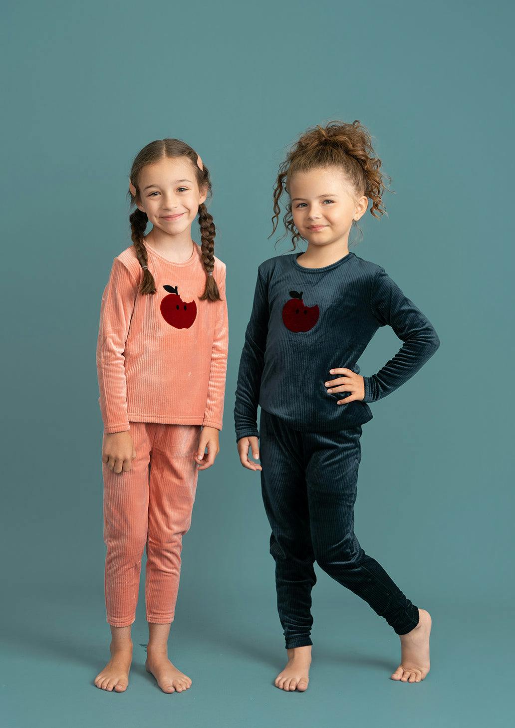 Apple Print Cotton Velour 2Pc Set Clay