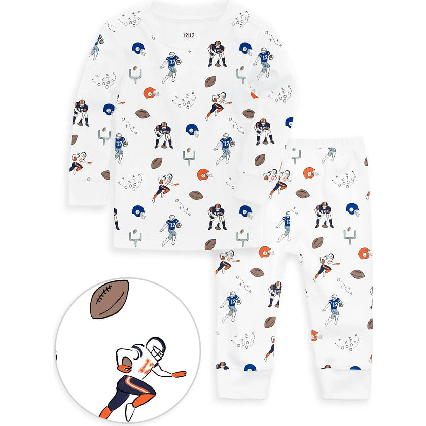 The Organic Long Sleeve Pajama Set [Football]