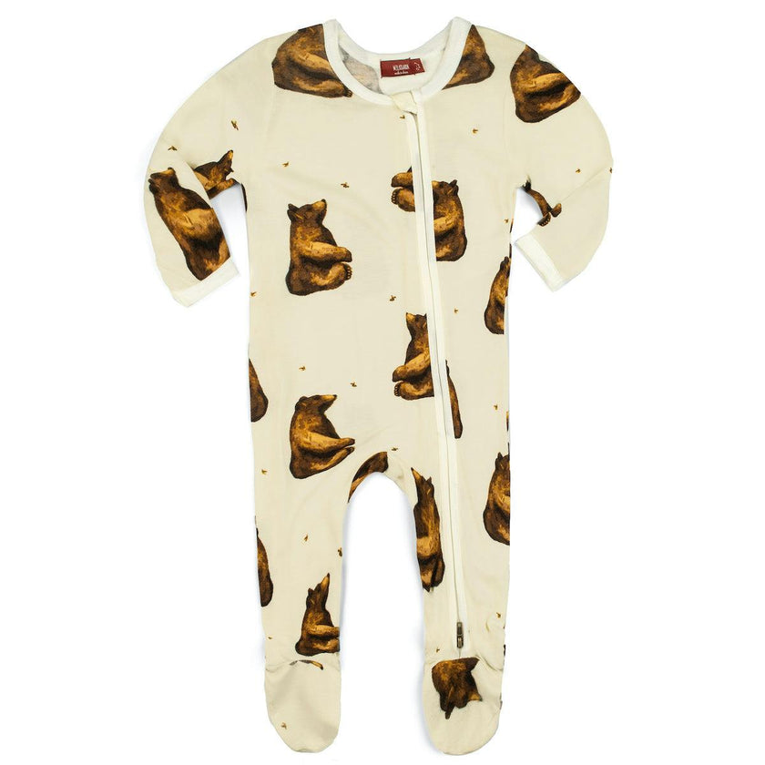 Honey Bamboo Zipper Footed Romper