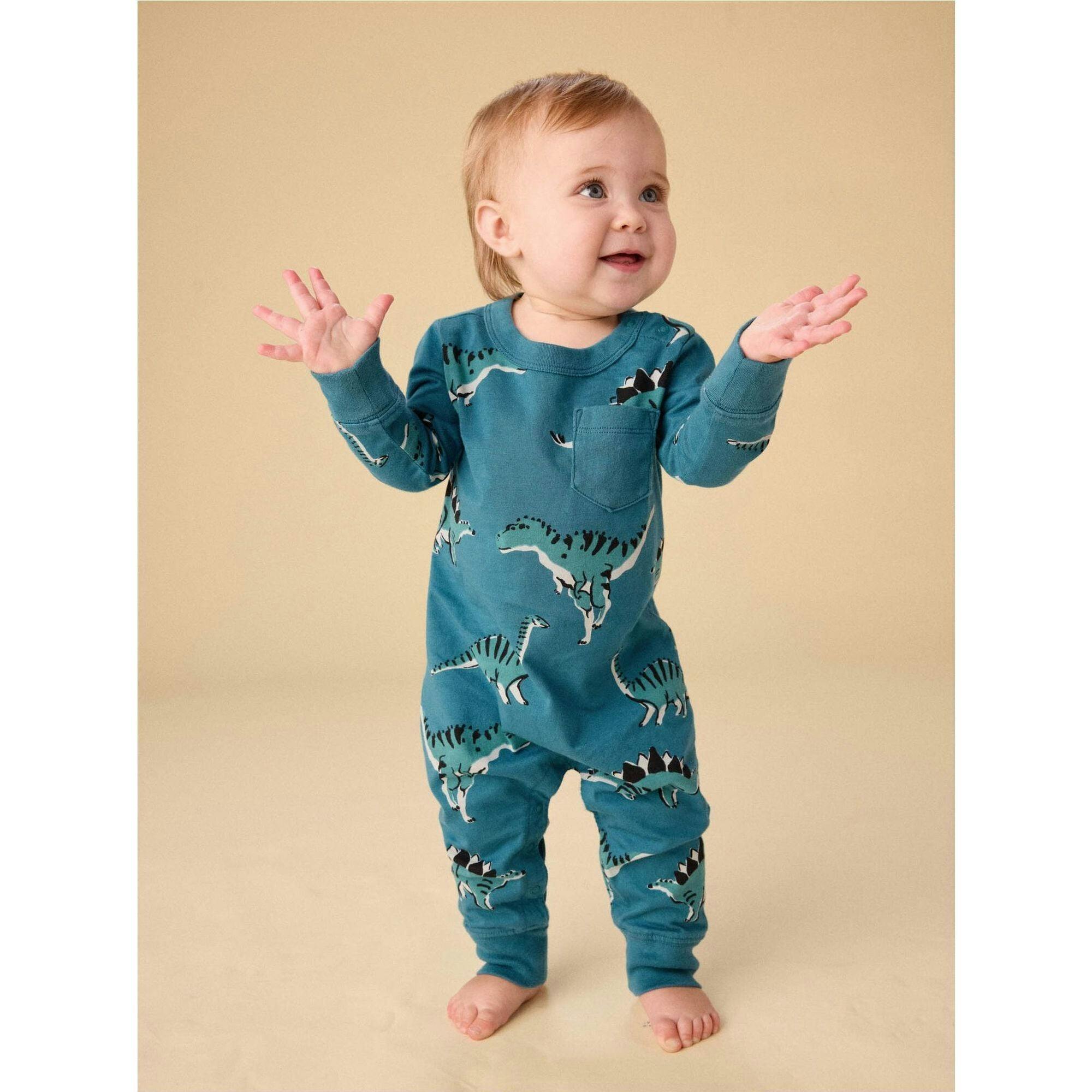 Long Sleeve Pocket Baby Romper, Green