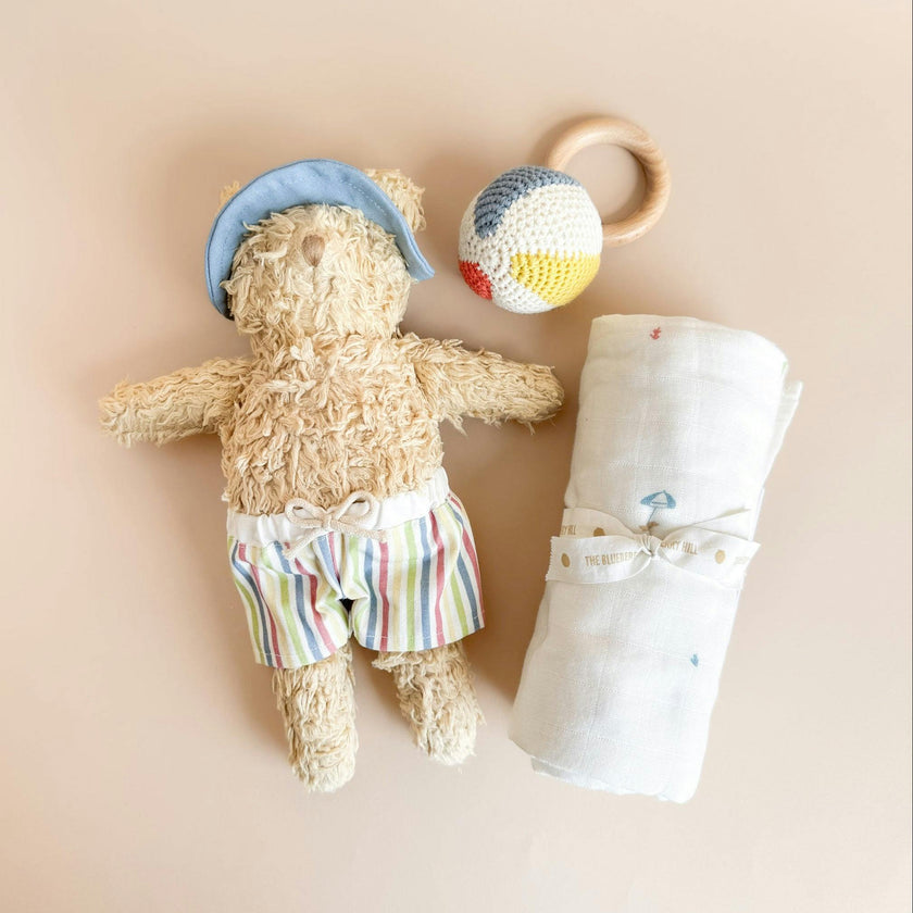 Eddie Bear Plush Toy Swaddle Set - Beach