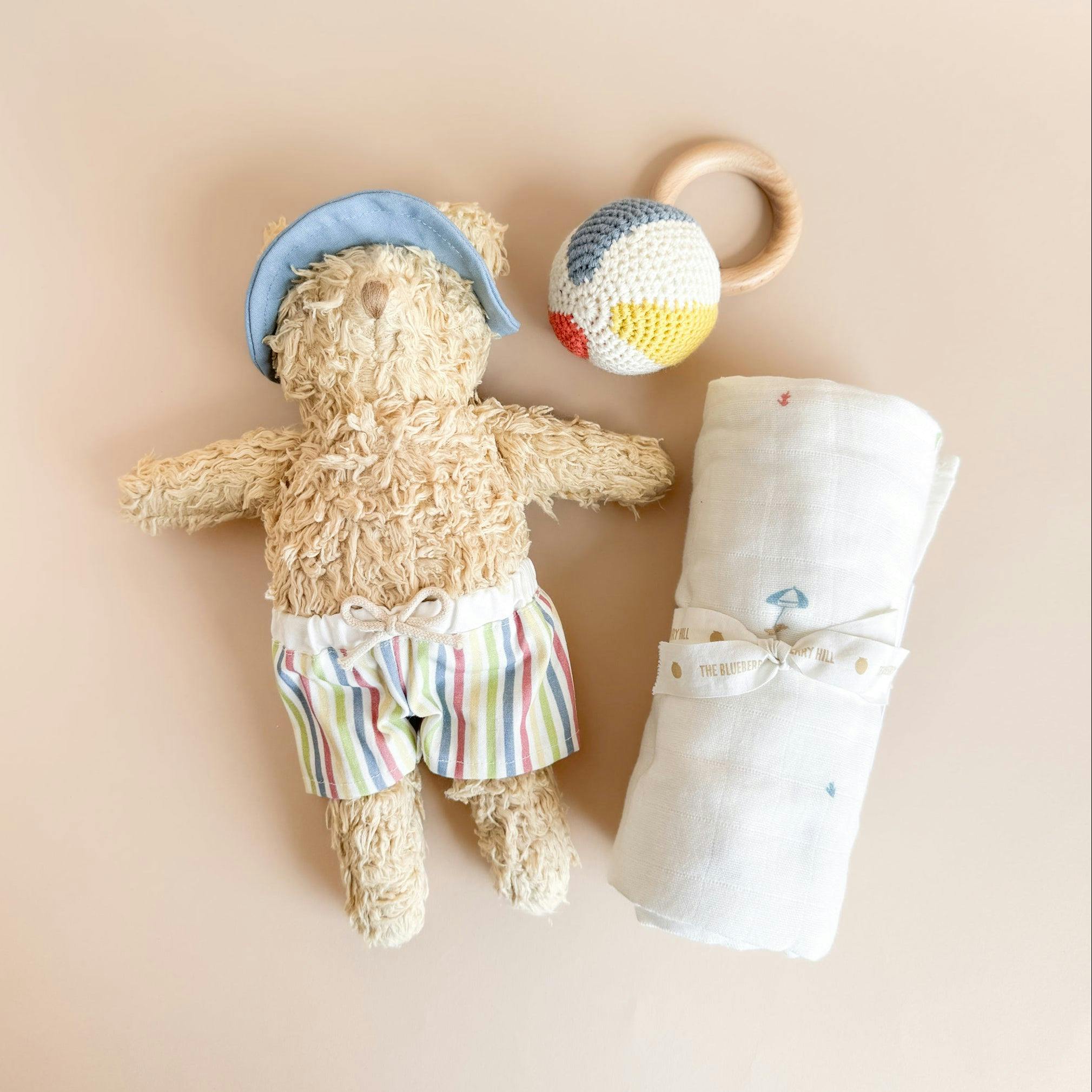 Beach Swaddle and Teether Set - Beach Ball