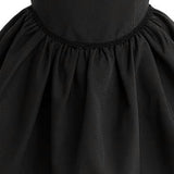 Black Belgata Lace Trim Flared Dress