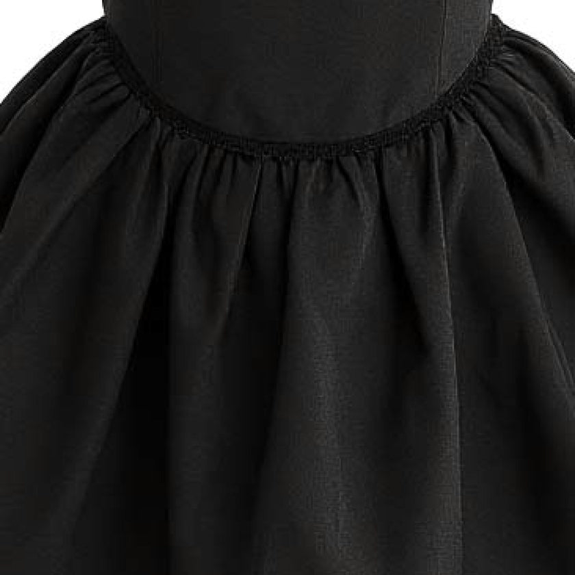 Black Belgata Lace Trim Flared Dress