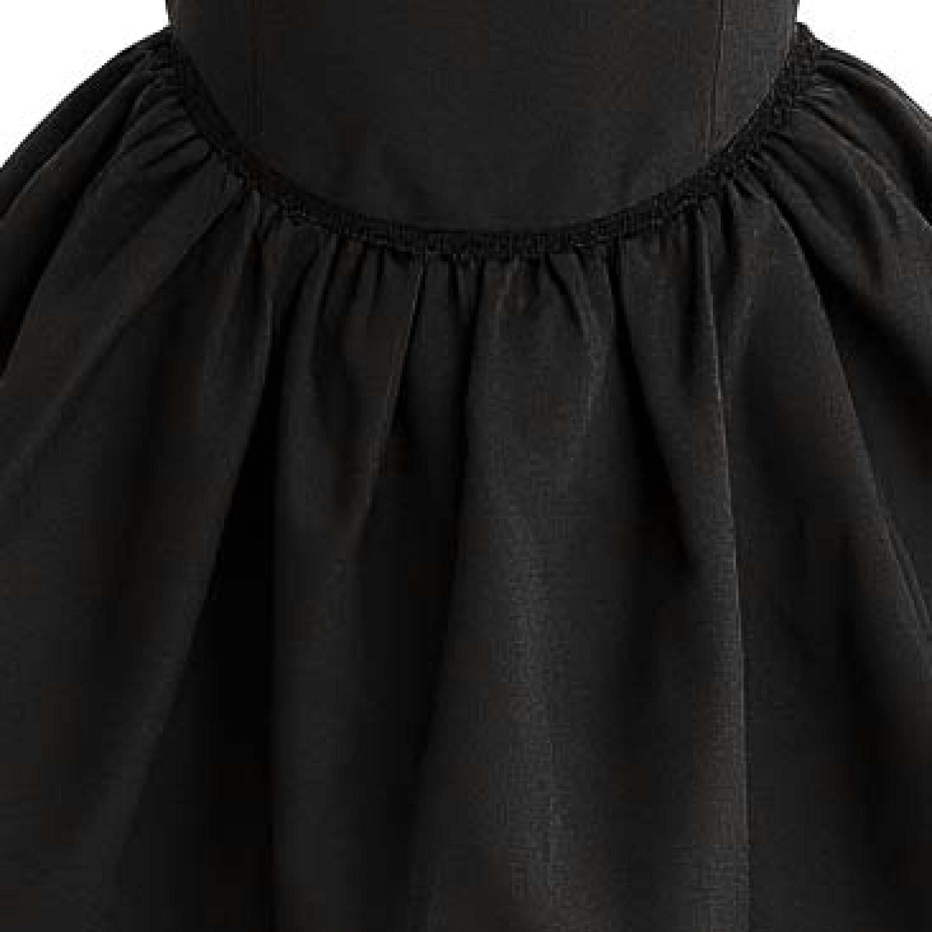 Black Belgata Lace Trim Flared Dress