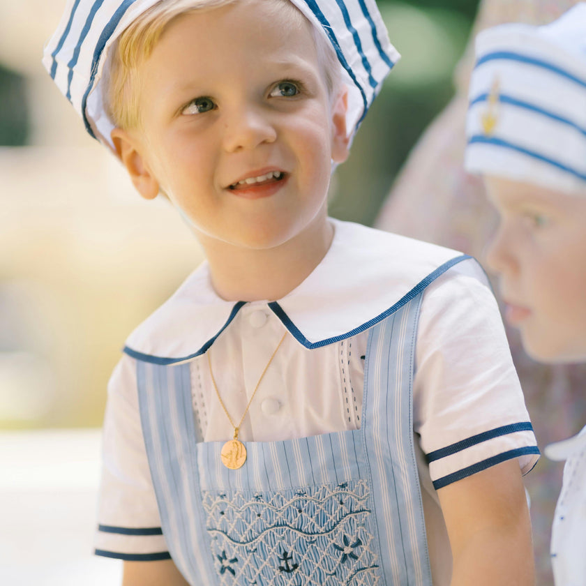 George Blue Stripe Overalls and Shirt