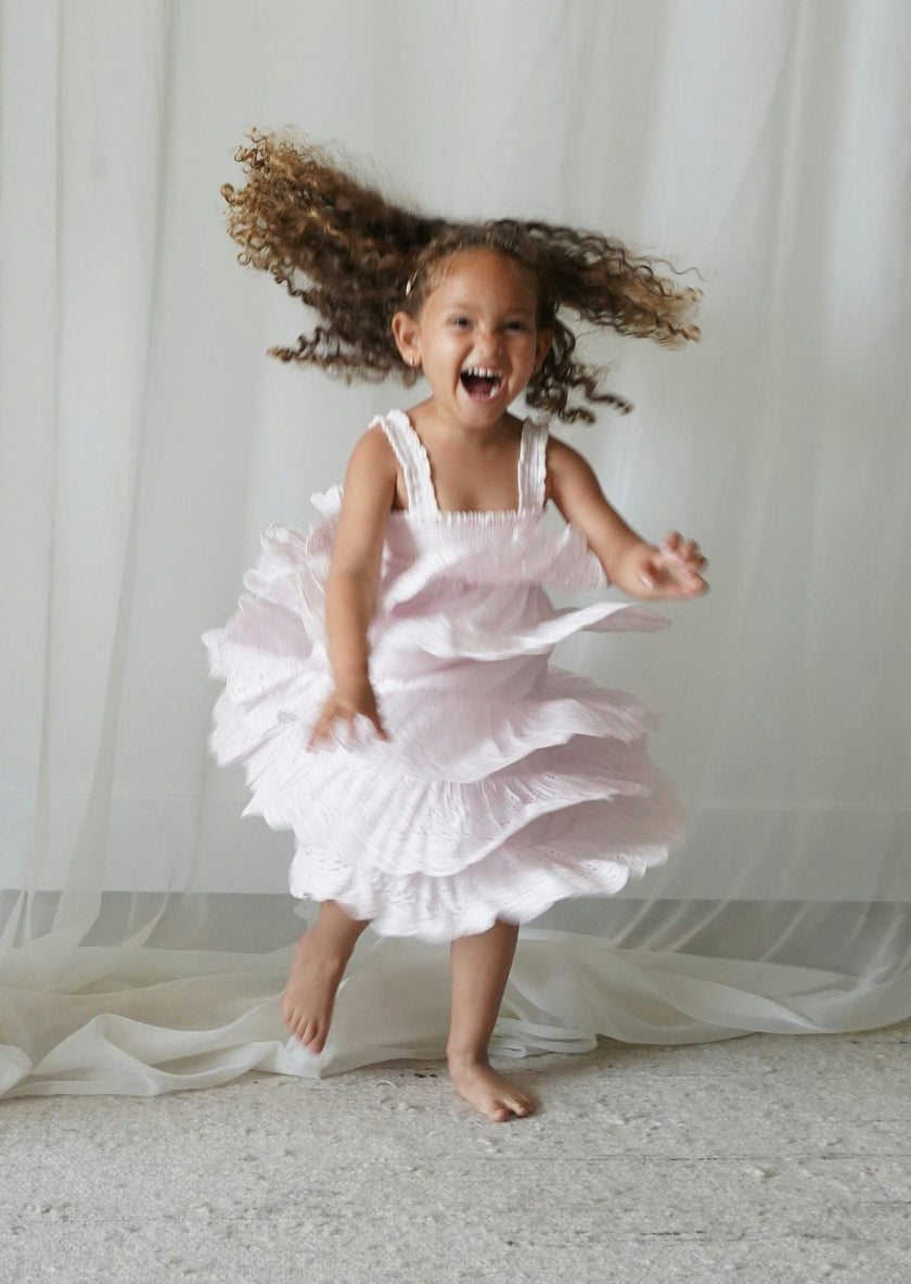 Amélie | Muslin Cotton Anglaise Dress | Seashell