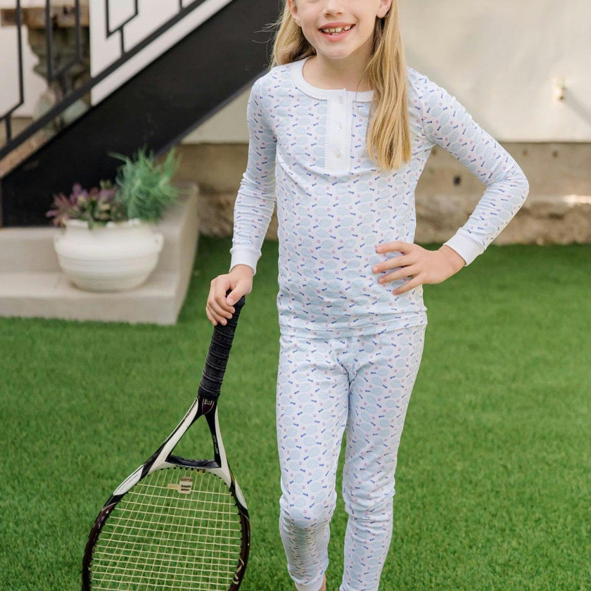 Alden Girls' Pajama Pant Set - Tennis Match Pink