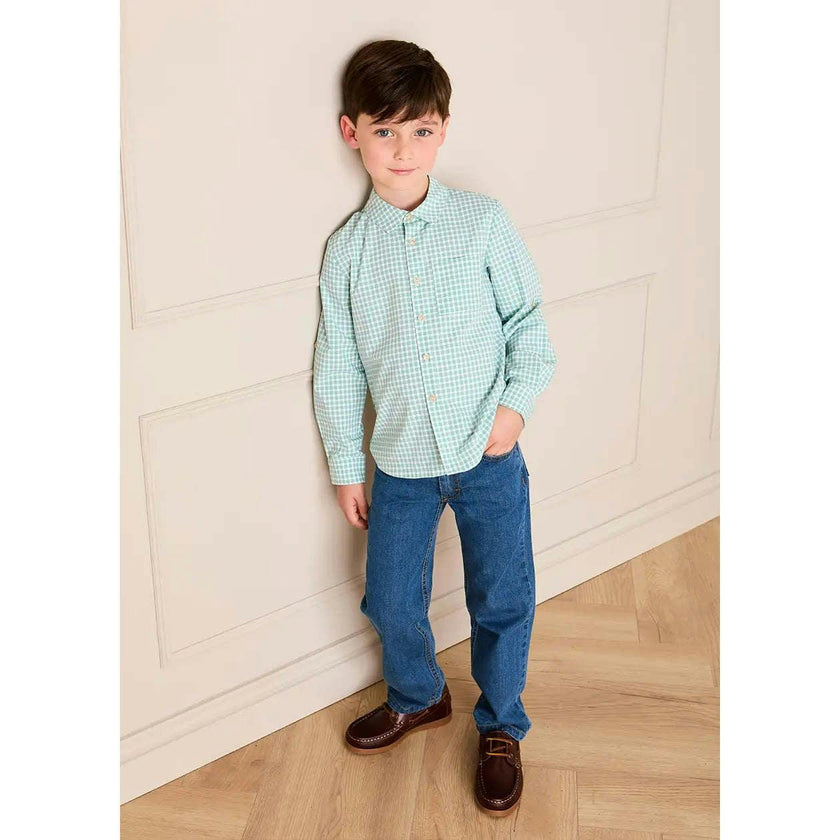 Lucas Check Pocket Detail Long Sleeve Shirt in Green (18mths- 10yrs)