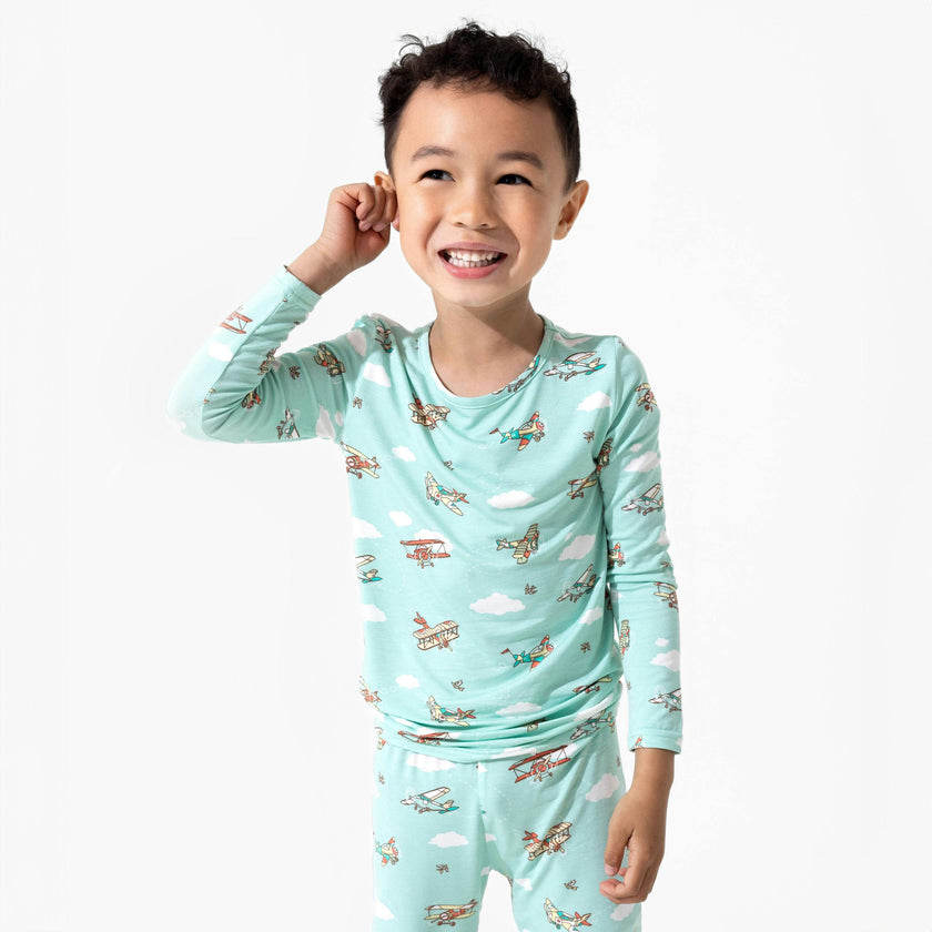 Vintage Airplanes Bamboo Kids Pajamas