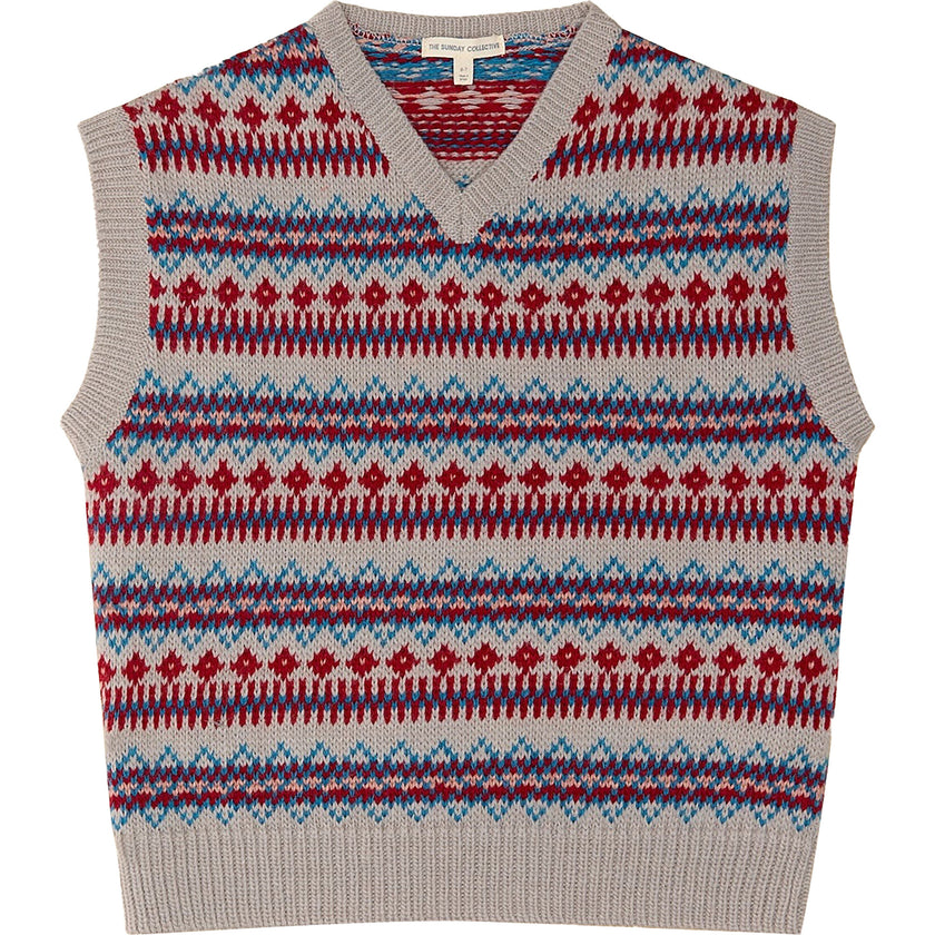 Yearbook Intarsia V-Neck Boxy Fit Vest, Purple
