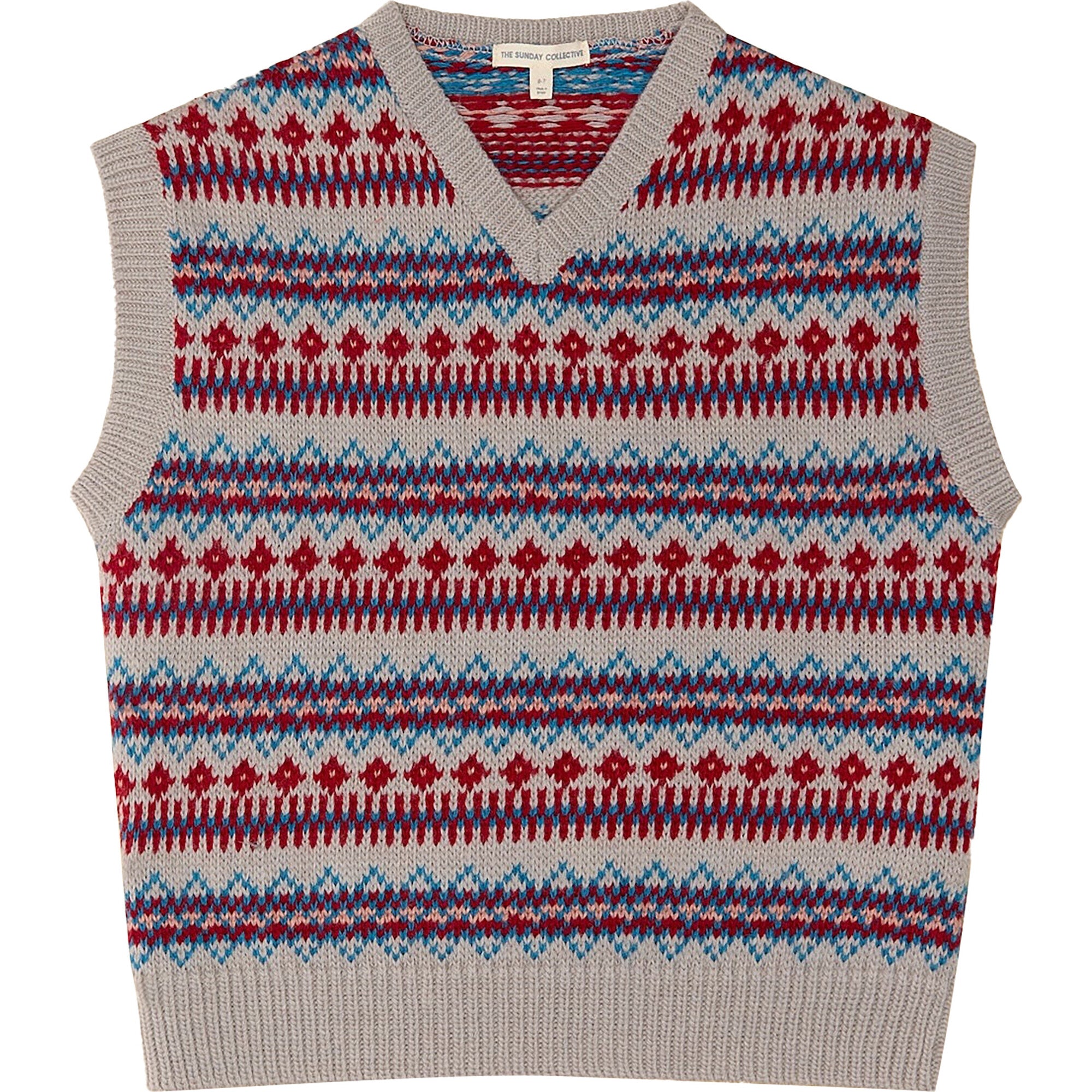 Yearbook Intarsia V-Neck Boxy Fit Vest, Purple