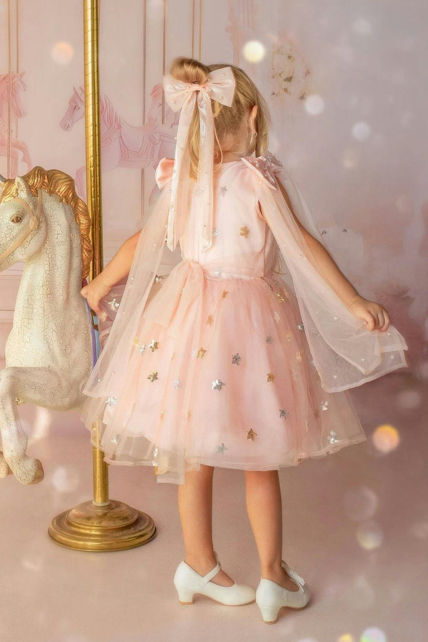 Twinkle Star Blush Pink Sequin Birthday Dress for Girls