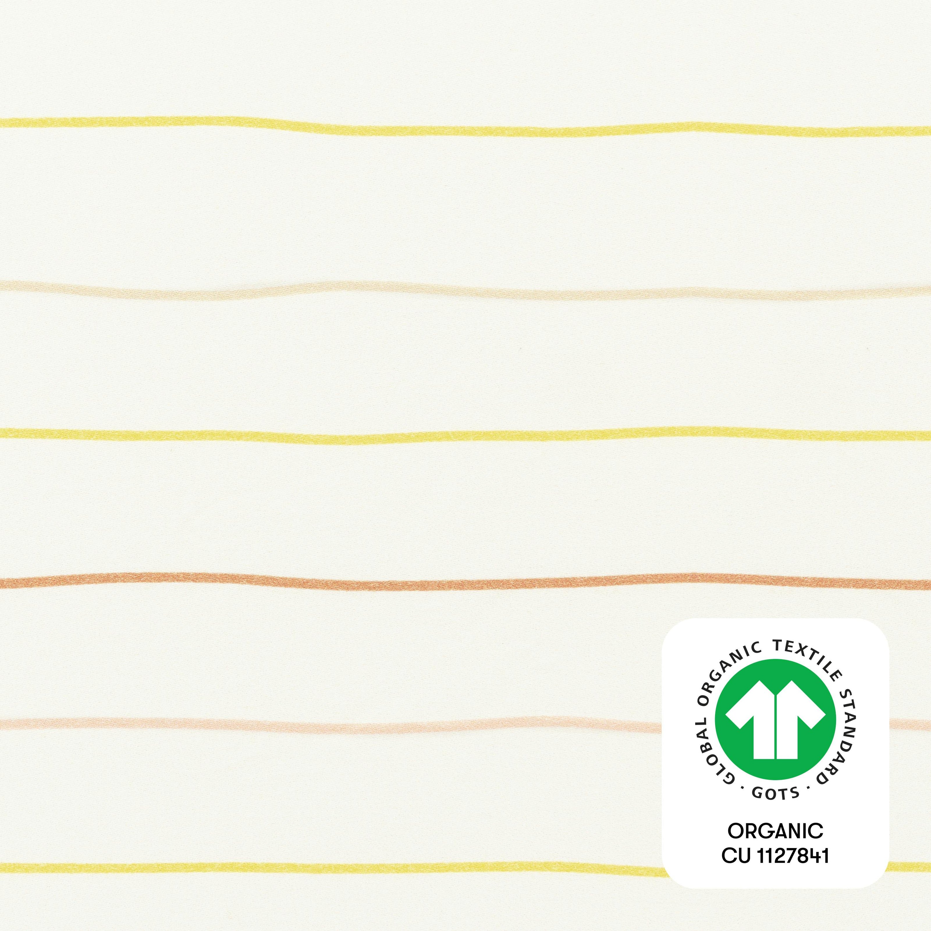 Mini Crib Sheet in GOTS Certified Organic Brushed Cotton in Ivory with Warm Multi-Color Stripes
