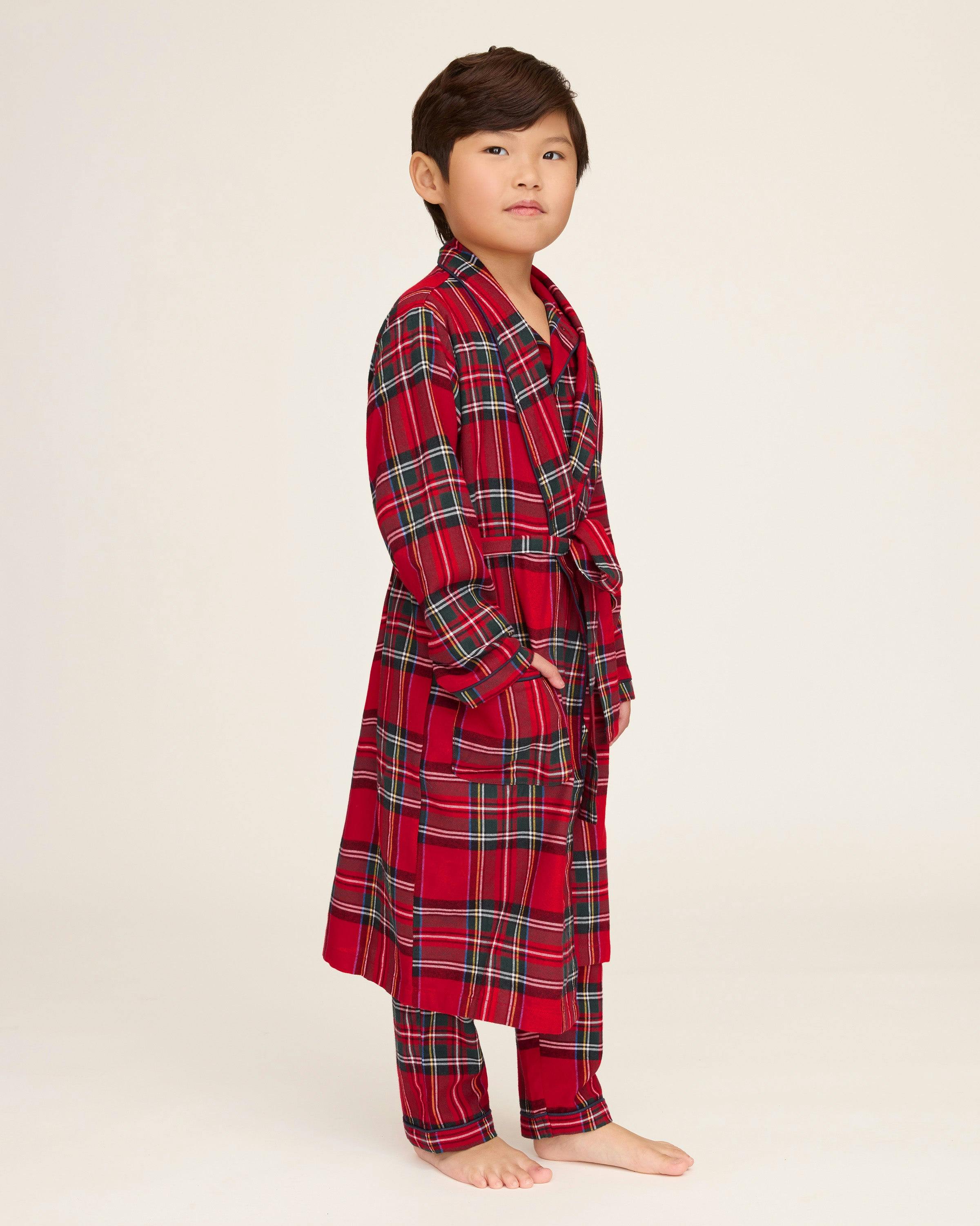 Kid's Brushed Twill Robe in Imperial Tartan