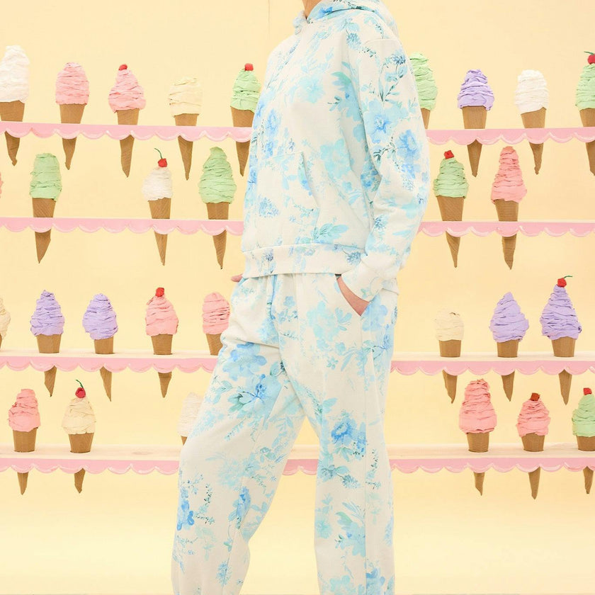 Kian Jogger Sweatpants in Blue Aquarelle Fleur