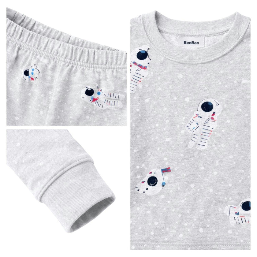 Kids and Toddlers Boys Astronauts Long Sleeve Snug Fitted Soft Pajamas Set