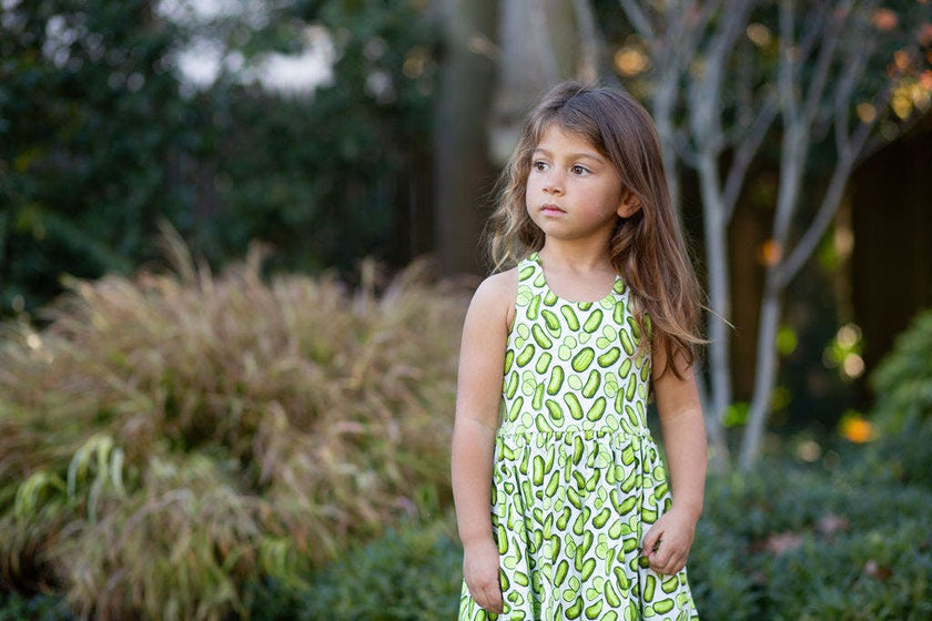 Cross Back Twirly Dress in Pickles