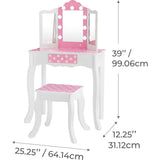 Fantasy Fields Gisele Polka Dot Kids Vanity Table & Stool
