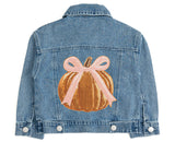 Coquette Pumpkin Sequin Patch Denim Jacket