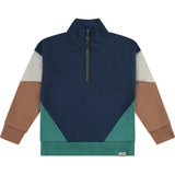Color-Block Mock Collar Quarter Zip Pullover Sweatshirt