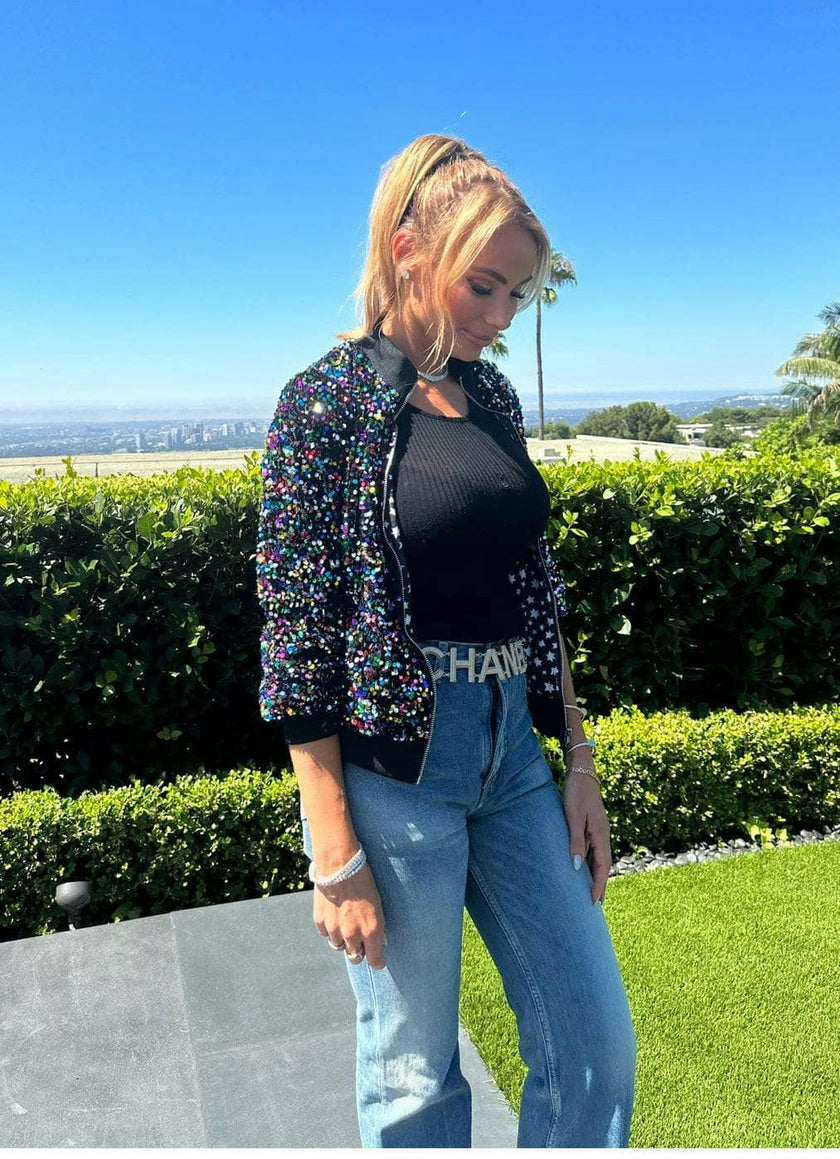 Women's Shimmering Stardust Sequin Bomber