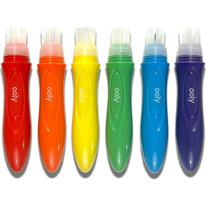 Easy Squeezy Squeezable Poster Paint Brushes - Easy Grip - Set of 6