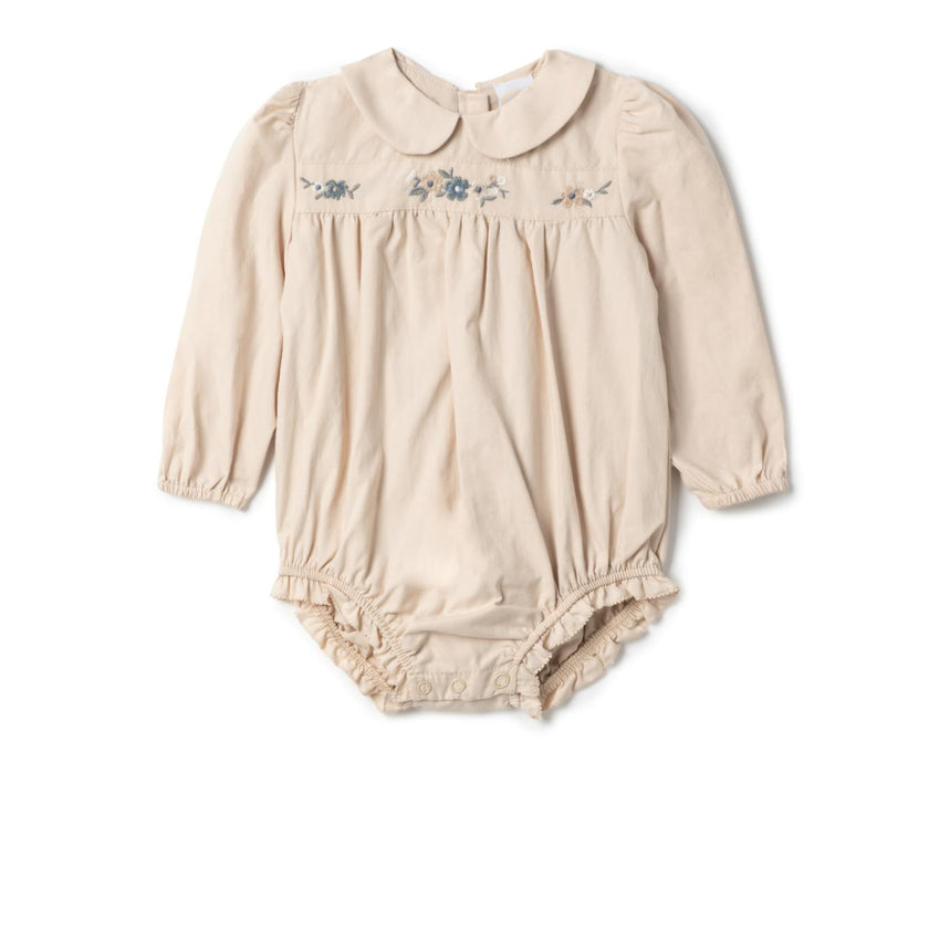 Floral Embroidered Bubble Beige