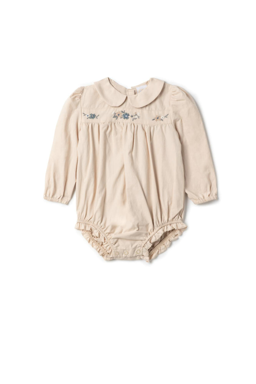 Floral Embroidered Button Front Bubble