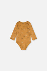 Organic Cotton Onesie Brown Printed Hedgehogs