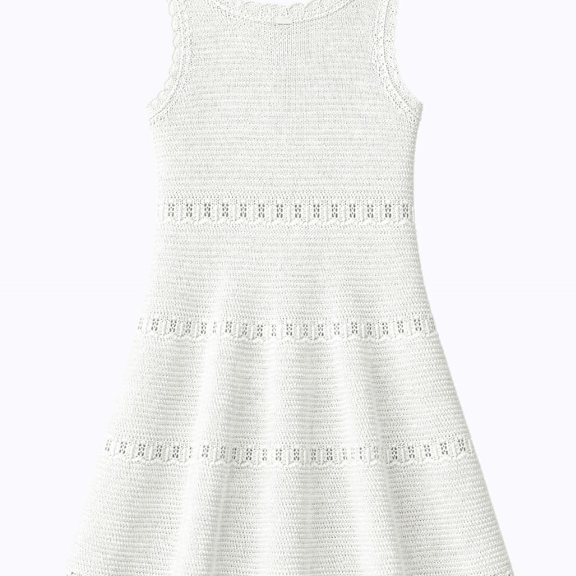 Cali Crochet Flare Summer Beach Dress - White