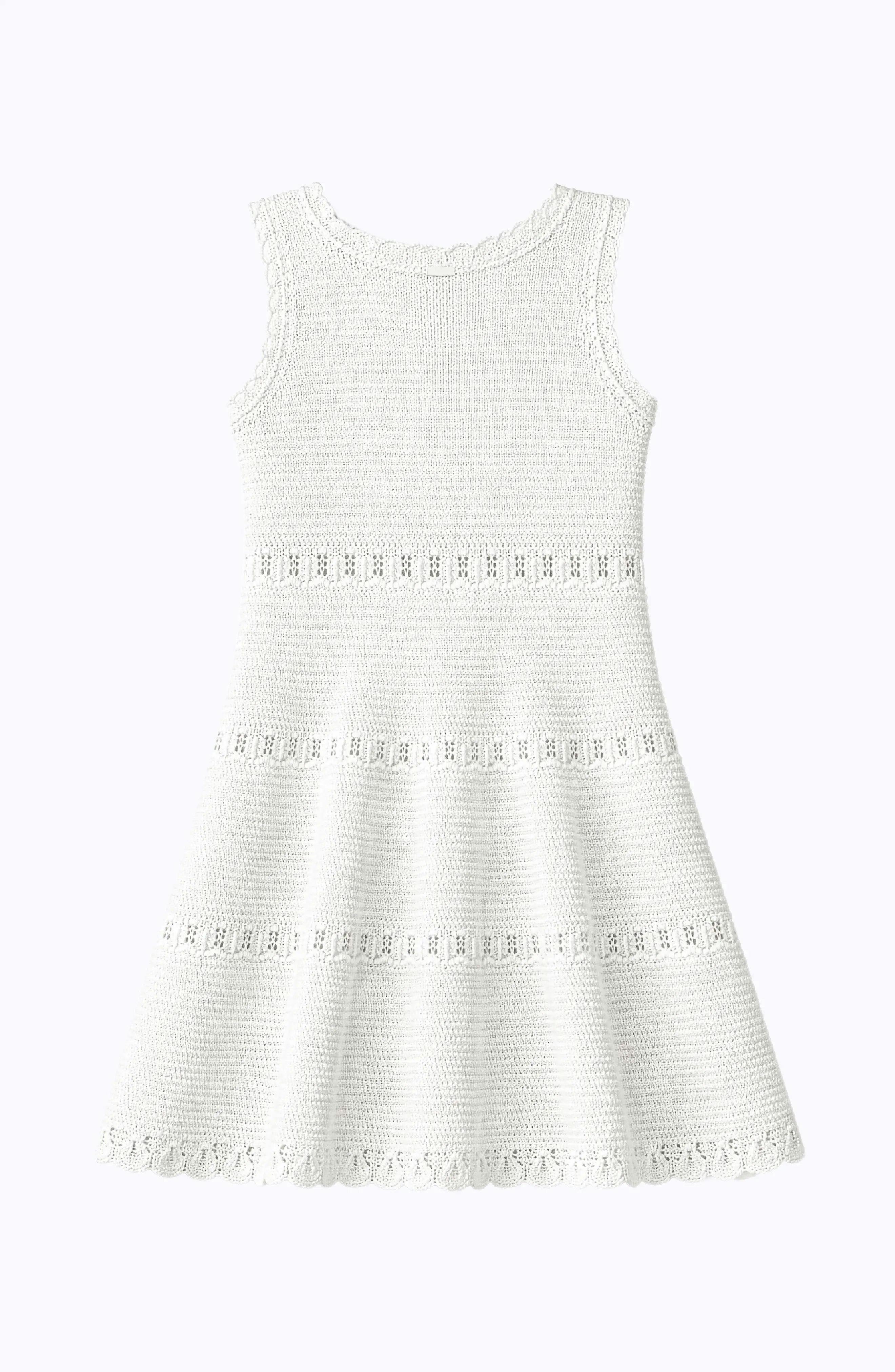Cali Crochet Flare Summer Beach Dress - White