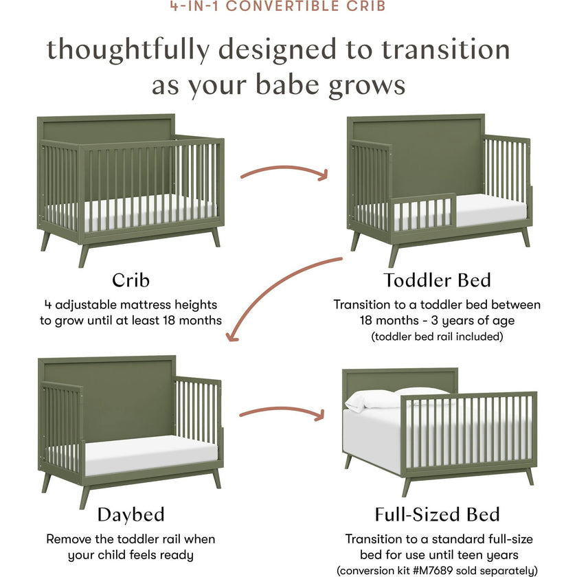 Palma 4-In-1 Convertible Crib With Toddler Bed Conversion Kit