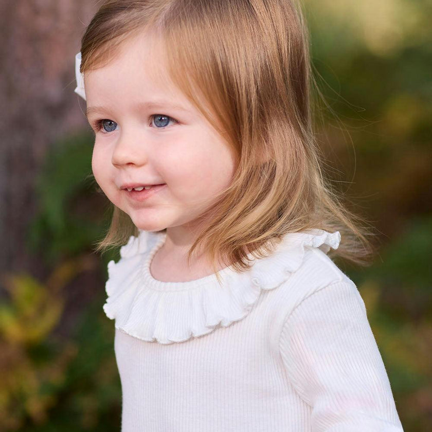 Baby Long Sleeved Grace Willow Bodysuit in Winter White