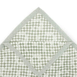 Organic Cotton Muslin Quilted Throw - Green Checker