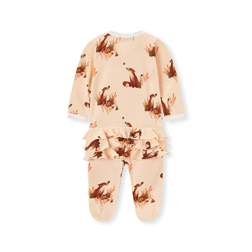 Floral Organic Cotton Ruffle Zipper Footed Romper