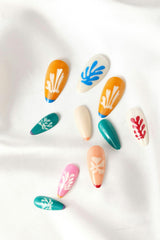Henri Matisse Snow Flowers -  Almond Press-On Nails