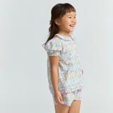 girls jasmine blossom puff sleeve top and short set