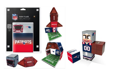 NFL New England Patriots Magnetic Fan Tiles & Qubee Character Combo Set