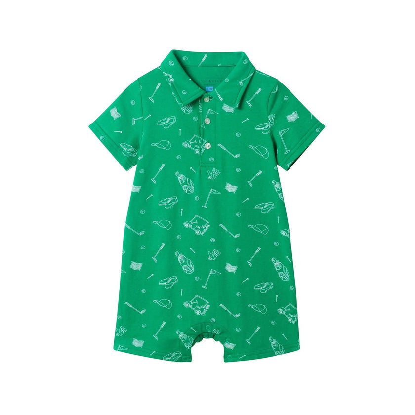 Printed Baby Romper | Green Golf