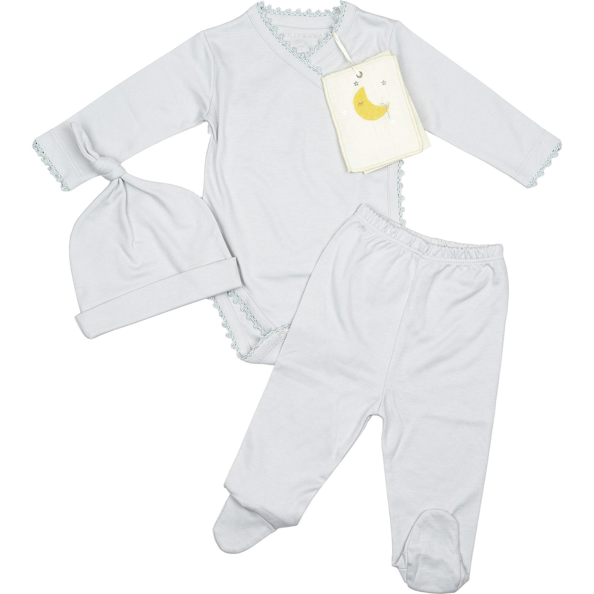 Crochet Trim Three Piece Set in Pearl