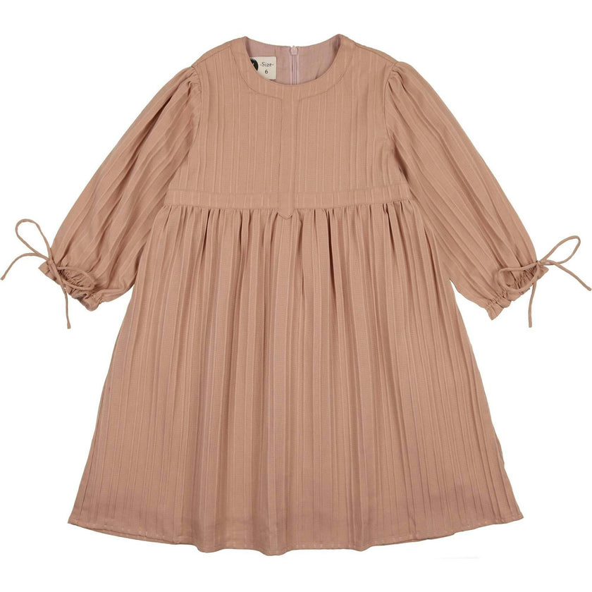 Striped Faux Tab 3/4 Sleeve Dress