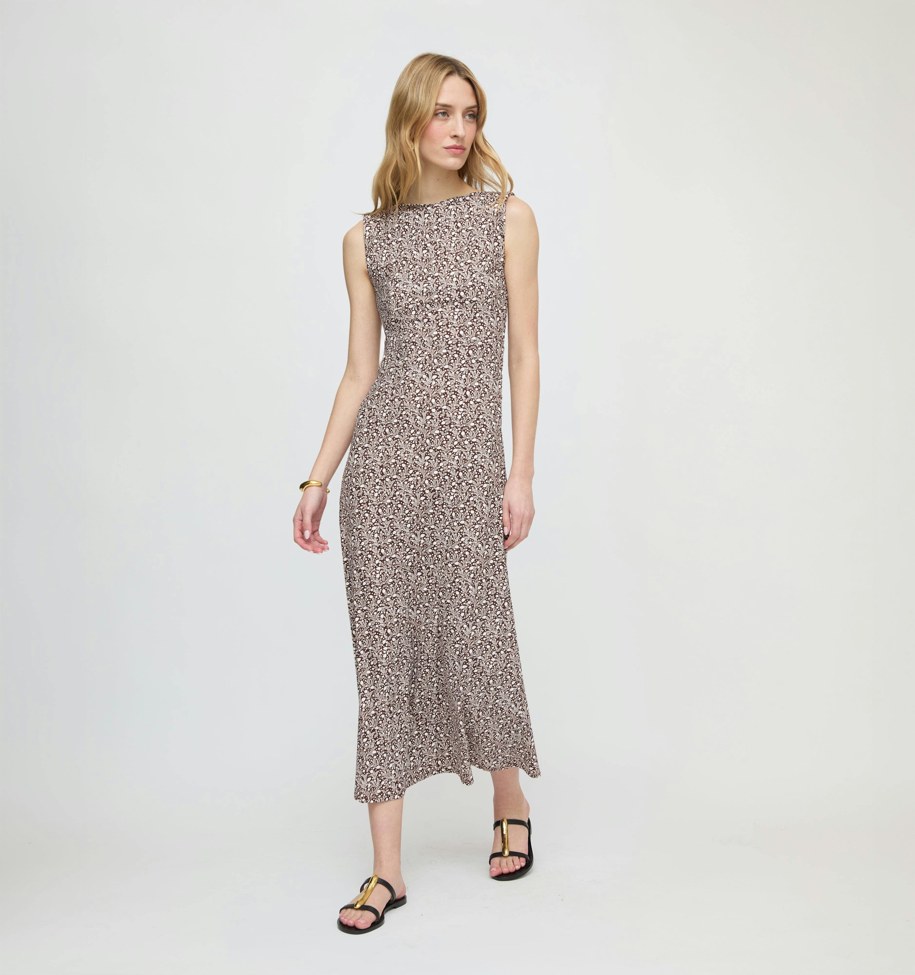 The Sloane Dress - Chocolate Ditsy Thistle