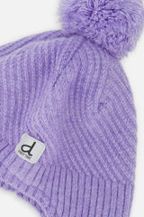 Winter Peruvian Knit Hat with Pompom Violet